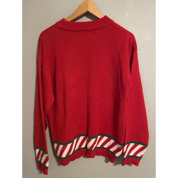 Vintage Pepper Sweater Womens Medium Red Christmas Bear Stocking Ugly Knit 90s - Picture 2 of 7